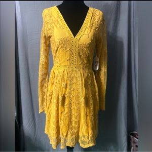 Altar’d State V-Neck Mustard Long Sleeve Dress